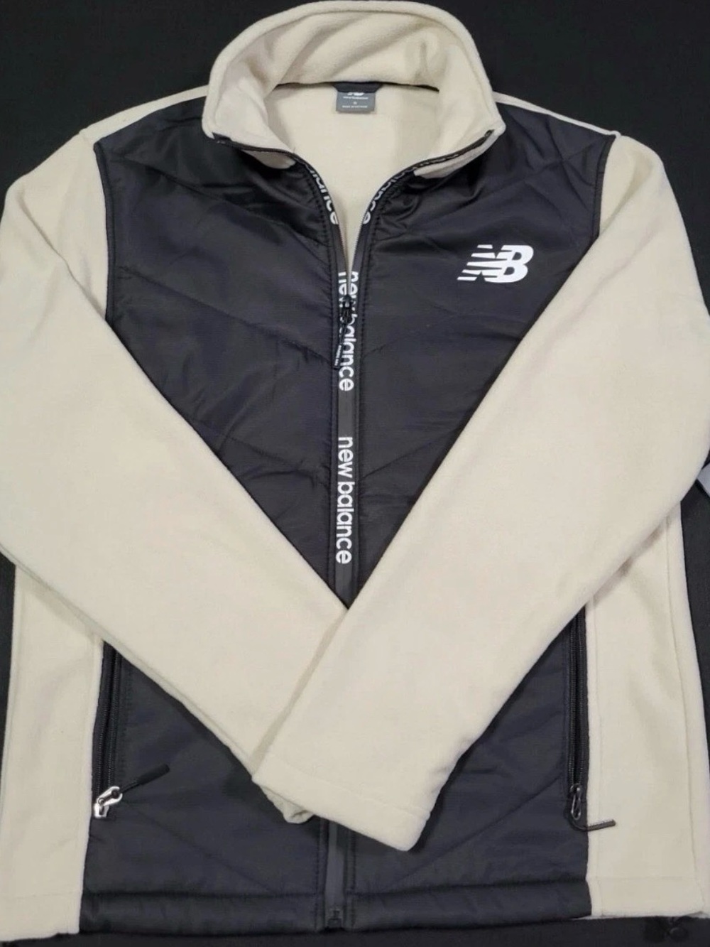 New Balance Men's Black and Cream Hybrid Performance Jacket